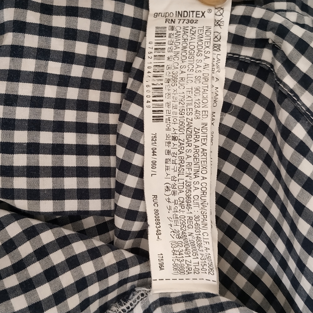Zara Black & White Gingham Check Shirt With Embroidery - Picture 9 of 12